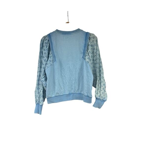 Anthropologie Pilcro Washed eyelet sweatshirt Blue Embroidery XS - Picture 5 of 8
